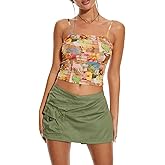 Y2K Floral Print Tank Top Flower Sleeveless for Women Slim Fit Sexy Camisole Cami Summer Going Out Crop Top
