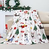 Tupmnbry Christmas Throw Blanket Cute Christmas Dogs Blanket Super Soft Flannel Fleece Blankets Winter Plush Fuzzy Warm Bed Blankets Xmas Holiday Decor for Couch Bed 50"X60"