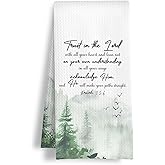 HSIASHENG Forest Christian Kitchen Towels, Trust in The Lord with All Your Heart Bible Verse Dish Tea Towels, Christian Gifts for Women Men Decorative Hand Towel for Bathroom Kitchen, 16x24 Inch