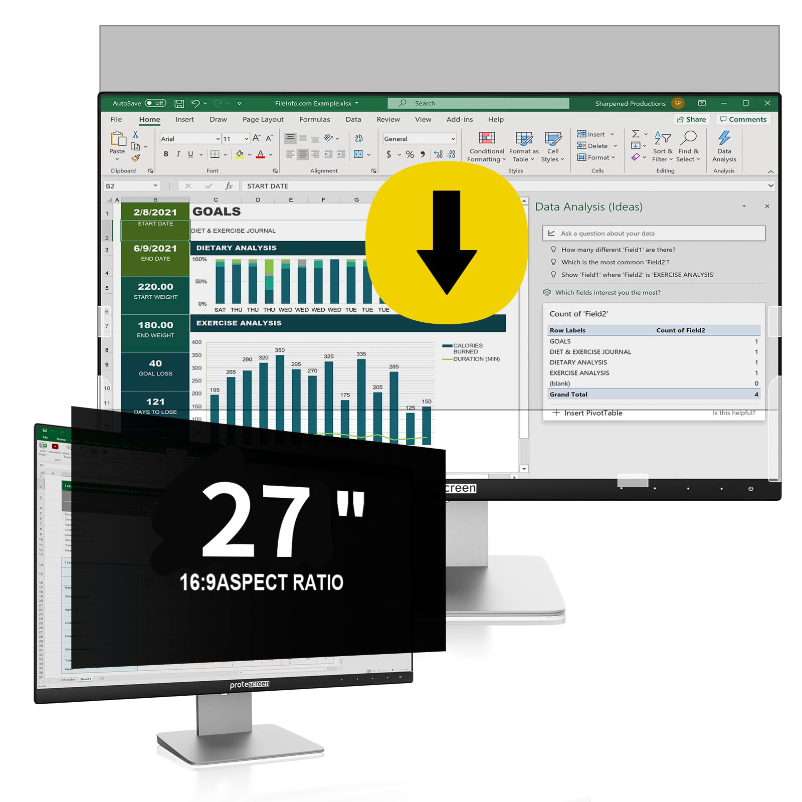 27 Inch Computer Privacy Screen Filter for 16:9 Aspect Ratio Monitor, Anti Blue Light Glare Privacy Filter 27in, Removable Computer Privacy Screen Shield, Privacy Protection film for 27" Computers