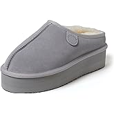 Fireside By Dearfoams Women's Queenstown Shearling Slippers, Memory Foam Suede Clog, Indoor/Outdoor Slip-in House Shoes