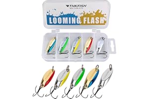 THKFISH Fishing Lures Fishing Spoons Lures Trout Lures for Trout Pike bass Crappie Walleye 3.5g(1/8oz) 5.5g(1/5oz) 7.5g(1/4oz) 10.5g(3/8oz) 14.5g(1/2oz) 21.5g(3/4oz) 5pcs