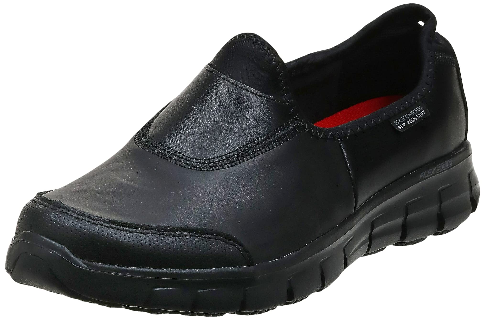 Skechers Womens Sure Track Casual Work Shoes, Black Leather, 3 UK