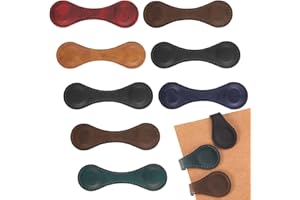GGSTDDUP 8 Pcs Leather Magnetic Bookmarks,Retro Magnetic Bookmark Holder,Double-Sided Magnetic Buckle for Wallet,PU Leather Bookmark Gift Suitable for Reading Lovers(Dark Colour)