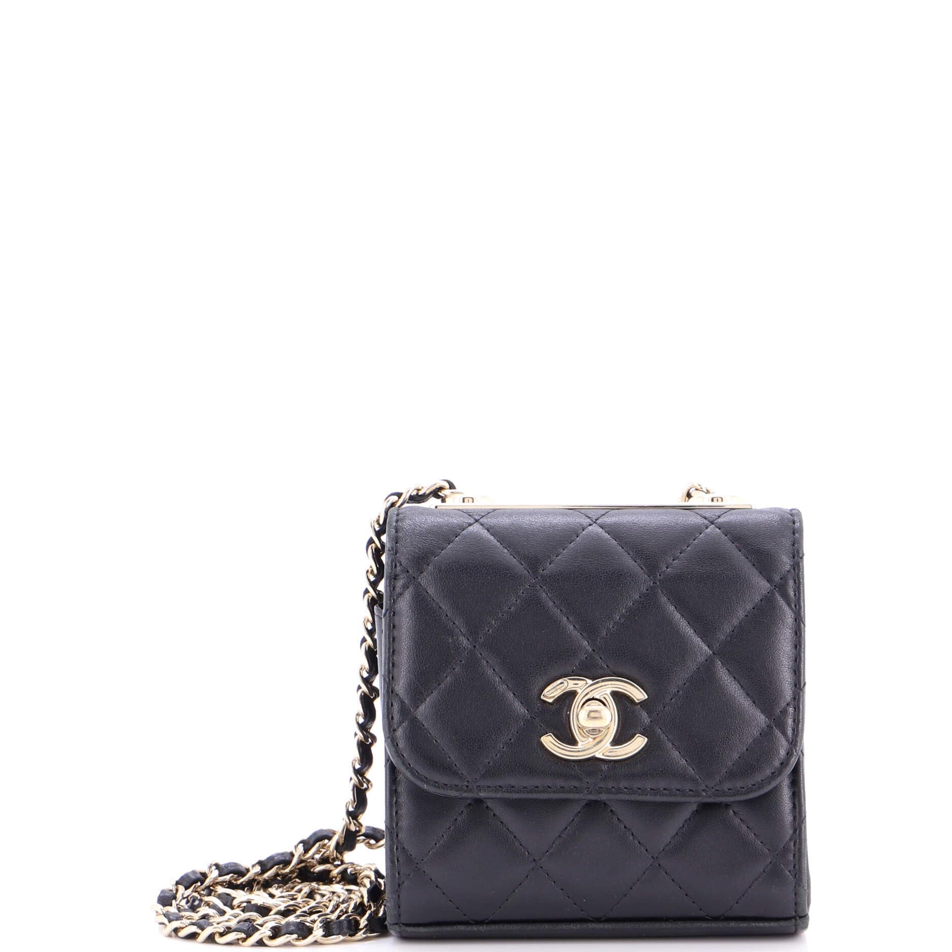 CHANEL Pre-Loved Trendy CC Clutch with Chain Quilted Lambskin Small, Black