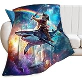 Funny Cat Blanket Fleece Soft Warm Plush Cat Shark Space Galaxy Throw Blanket Lightweight Plush Fuzzy Cozy Kitten Blankets for Boys Girls Kids Adult Suitable for Couch Sofa Bed 50"X40"