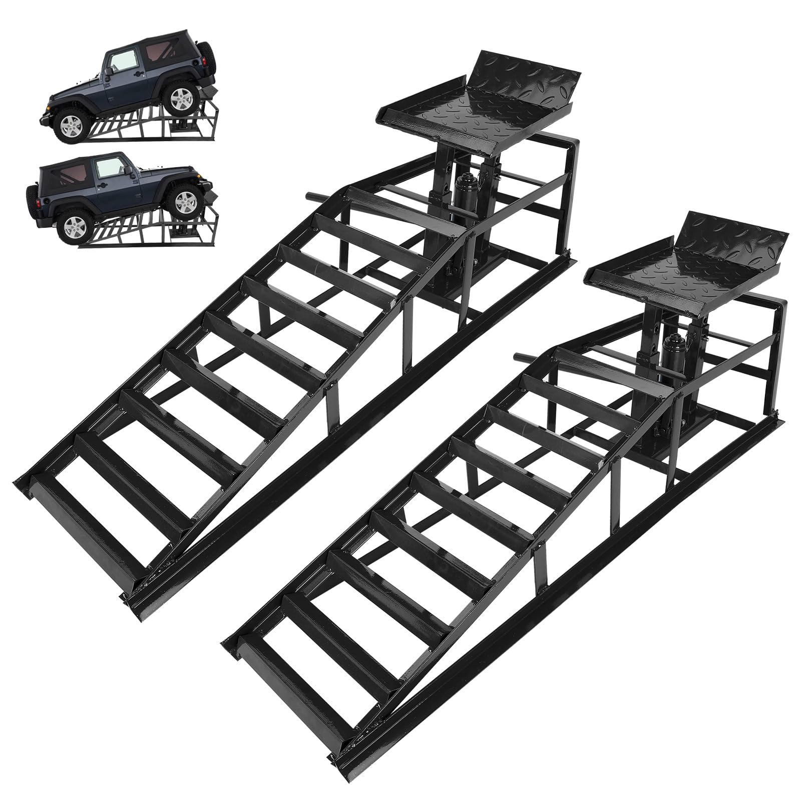 Photo 1 of 2 Pack Hydraulic Car Ramps 5T 10000lbs Low Profile Car Lift Service Ramps Truck Trailer Garage,Height Hydraulic Vehicle Ramps (Black)
