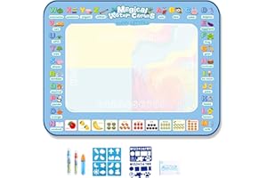 Water Doodle Mat 31.5x23.6in Fruit & Letter Reusable Water Drawing Mat with Pens & Prints Fun Educational Toys for Girls Boys