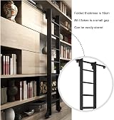 Black Sliding Barn Door Kit with 170cm Rolling Ladder Hardware Set view 2