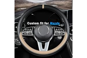 SAWUAA Custom fit for Mazda Car Steering Wheel Cover, Nappa Leather Car Steering Wheel Cover Non-Slip Steering Wheel Cover, Designed for Mazda Interior Accessories (Beige,for Mazda)
