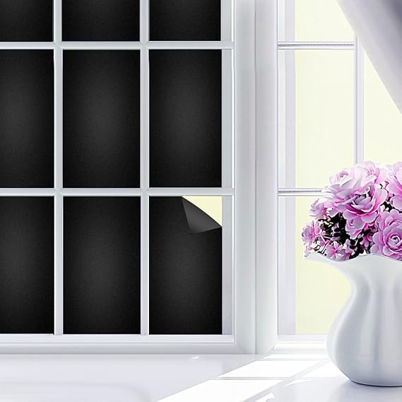 CosyVie Matte Blackout Window Film 100 Light Blocking Static Cling