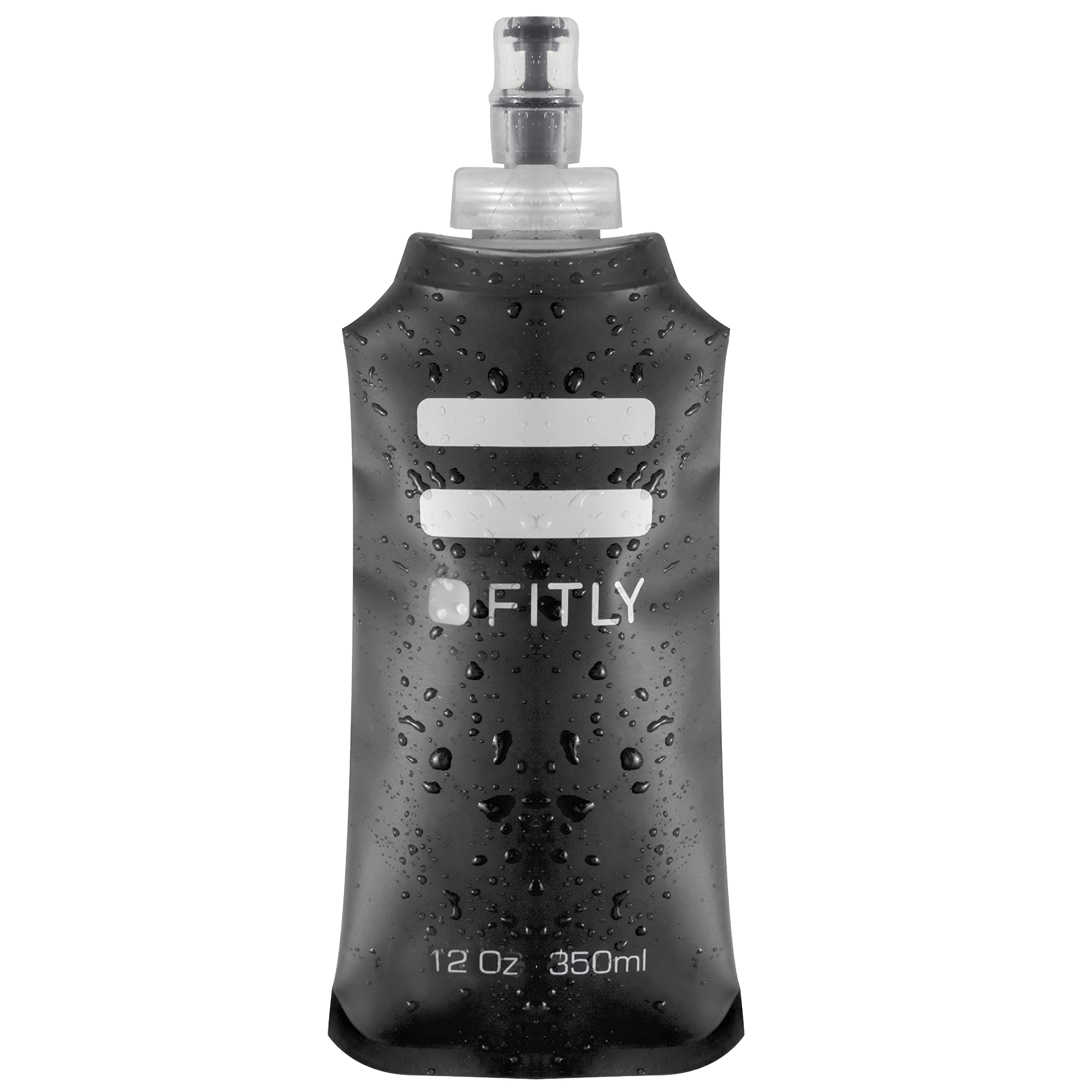 Photo 1 of FITLY 12 oz - 350ml (F3B) Soft Water Bottle Shrink As You Drink Soft Flask for Hydration Pack Folding Water Bottle Ideal for Running, Hiking, Cycling, Climbing & Rigorous Activity, Black