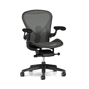 Herman Miller Aeron Ergonomic Office Chair with Tilt Limiter | Adjustable PostureFit SL and Arms | Medium Size B with Graphite/Polished Aluminum Finish