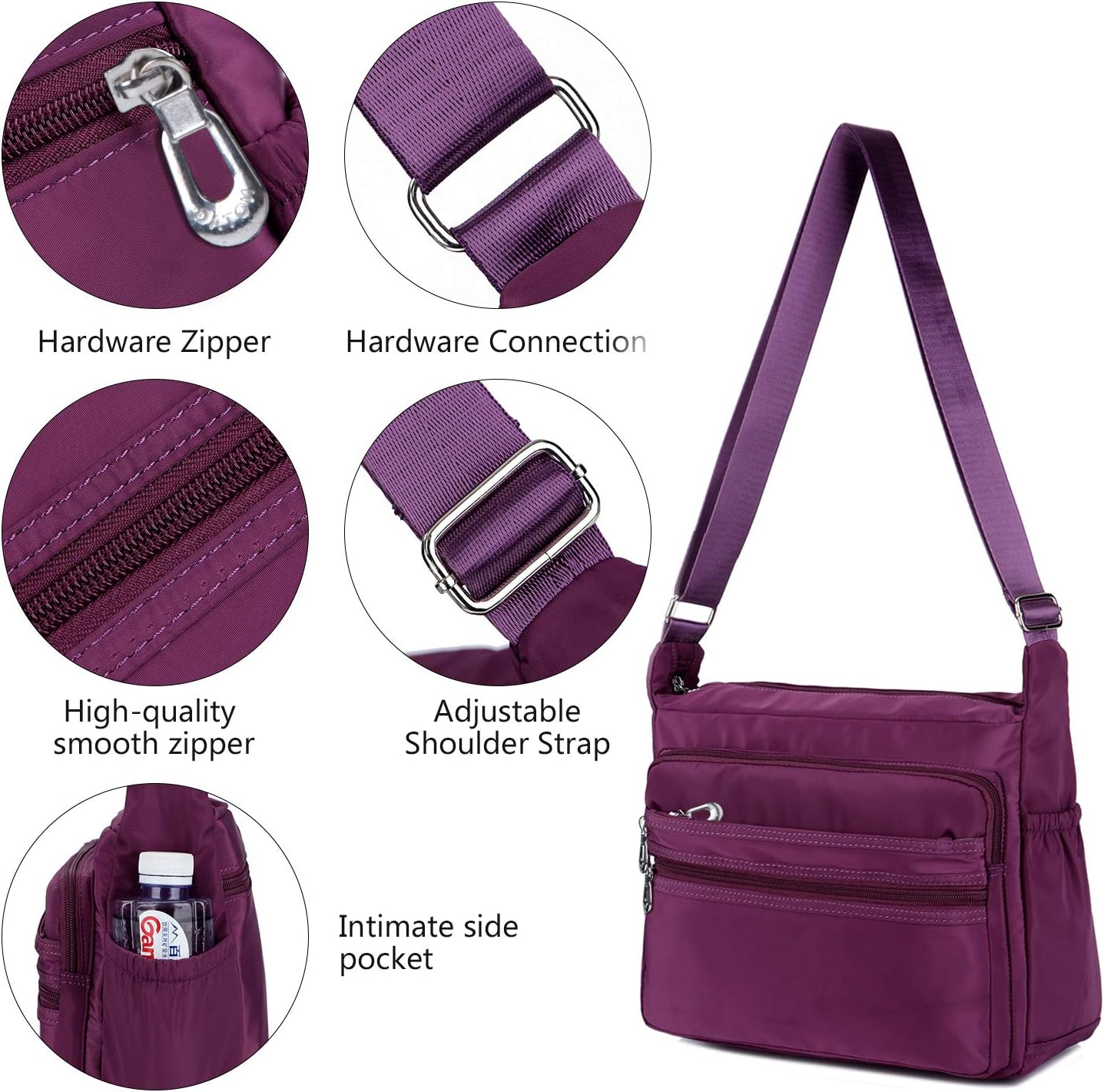 NOTAG Womens Shoulder Bag Multi Pocket Crossbody Bag Waterproof Tote Handbag Travel Purse Lightweight Messenger Bag for Casual Sport Hiking Travel 2 Size (L - Image 5