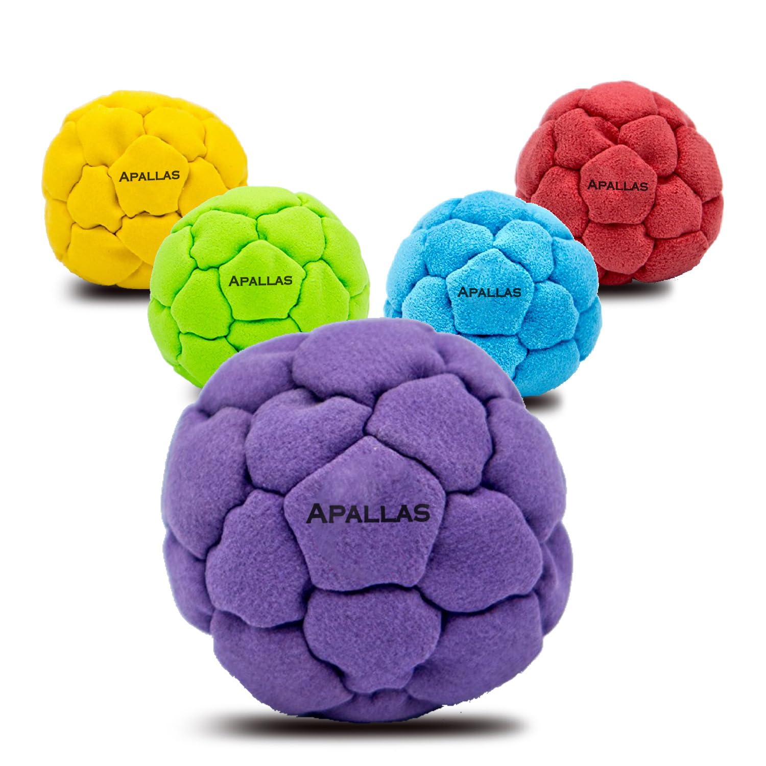 Apallas Hacky Sack and Footbag | No-Bust Stitching for Hard Kicking | 32 Panel Symmetry for Balance Tricks and Stalling | Professionally Hand-Stitched with Suede Material - Pack of 1 (Purple)