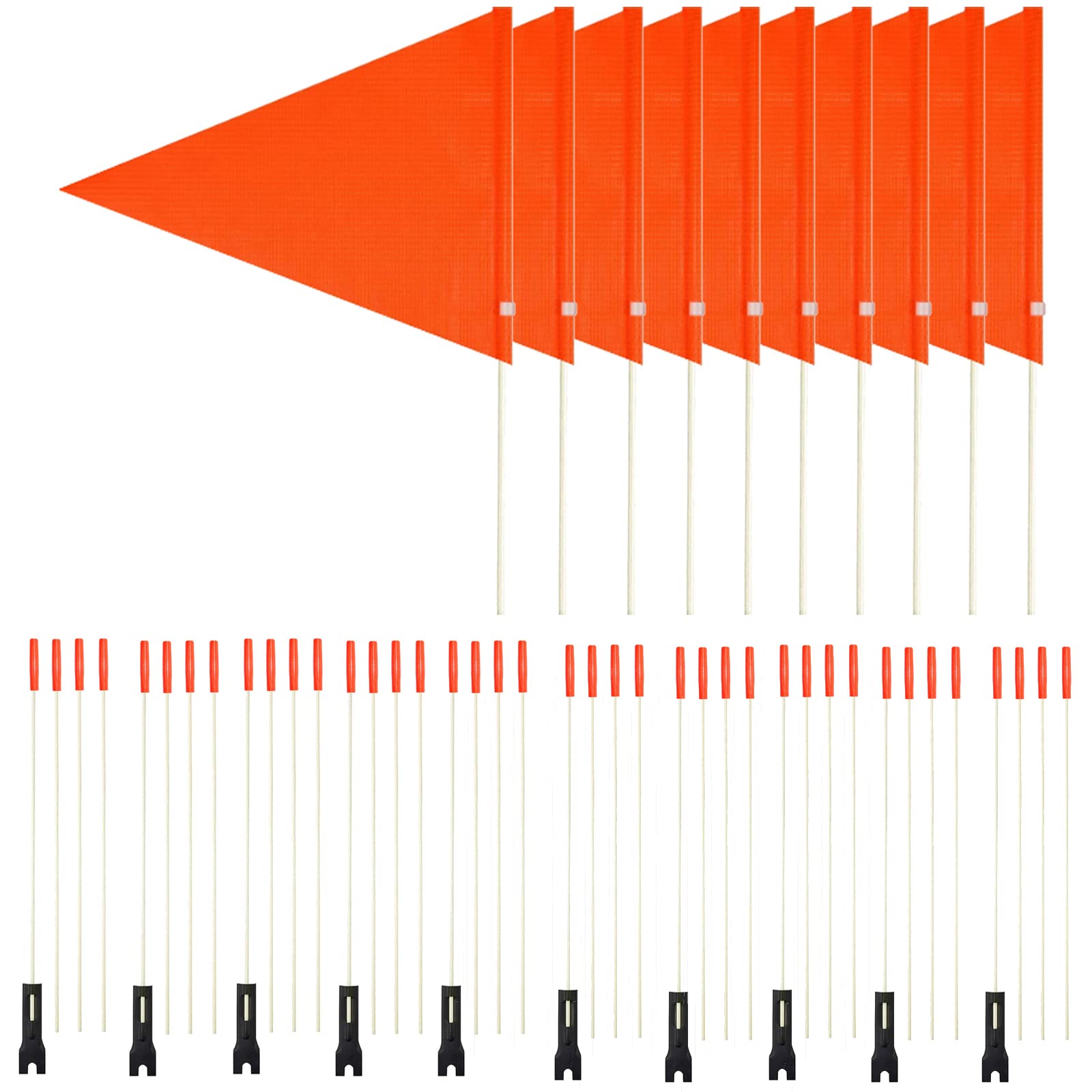 Photo 1 of 10 Pcs Upgraded Bike Flags with Pole, 6 ft High Visibility Orange Fags with heavy Duty Fiberglass Flag Pole