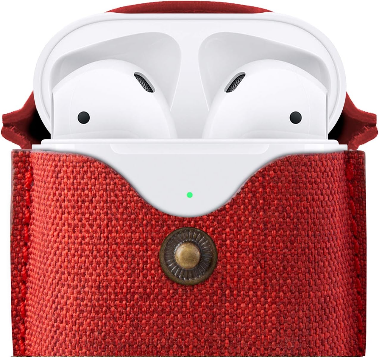 Twelve South Airsnap Twill | Protective Case/Cover with Loss Prevention Clip for AirPods & Wireless Charging Case for AirPods, Scarlet - Image 3