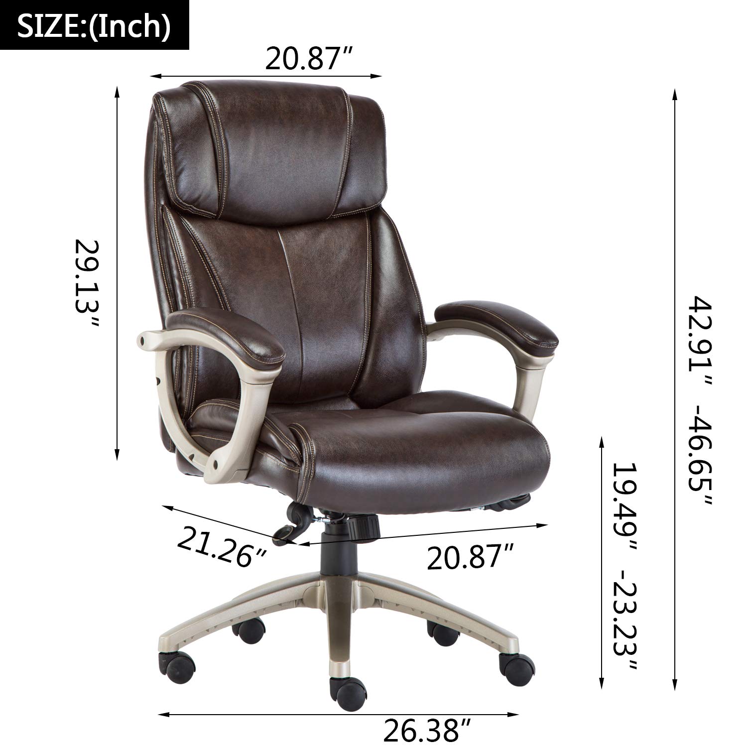 ComHoma Leather Executive Office Chair HighBack Heavy Duty 350lbs Big