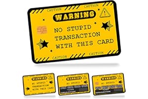 GOHERE Credit Card Skin Sticker 4pcs Vinyl Cartoon Funny Debit Card Skin Waterproof Ultra-Thin Scratch-Resistant Removable Debit Card Sticker (Warning)