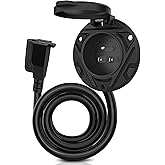 MICTUNING 10A-15A AC Port Plug, 125V Power Inlet Socket with Integrated 20-Inch Cord & Waterproof Auto Shut Cover, Cable Clip