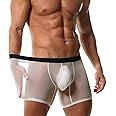 Evankin Men's Boxer Brief Underwear Ice Silk Mesh See Through Underpants Sports Extended Anti Crotch Shorts Running