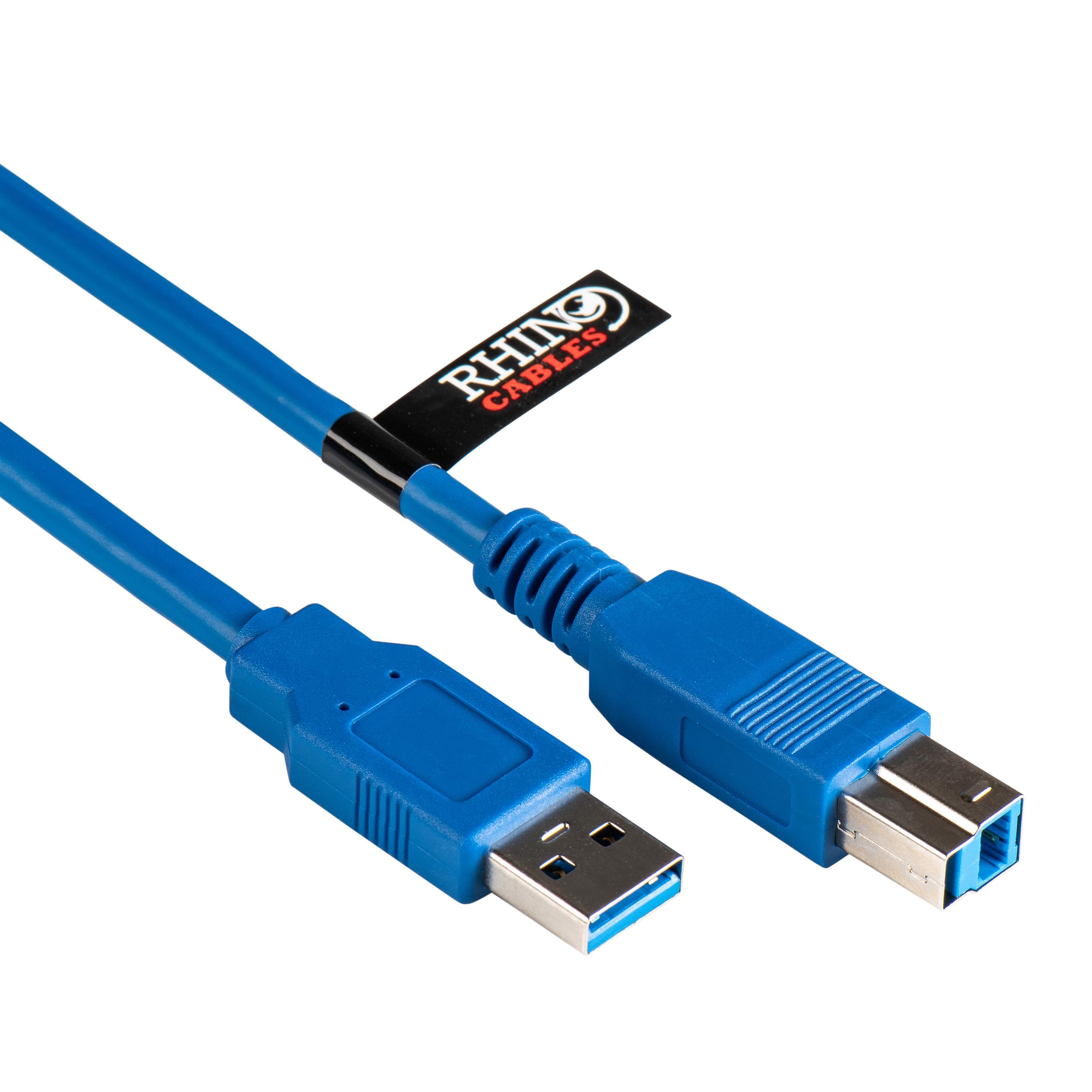 rhinocables USB 3.0 Printer Cable - A Male to B Lead | Universal Compatibility for All Your USB-B Devices - Printers, Scanners & External Hard Drives including HP, Brother, Dell & Epson (Blue, 1m)