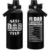 Best Dad Ever Water Bottle 32oz - Dad Bottle Stainless Steel Insulated Sports Bottles with Lid, Gifts for Father from Daughter Son, Dad Gifts for Birthday Christmas Fathers Day