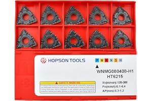 Hopson Tools Carbide Turning Inserts WNMG 432 Wnmg080408 for Finishing Cutting Steel, Wnmg Insert for Lathe Turning Tools, 10 PCS