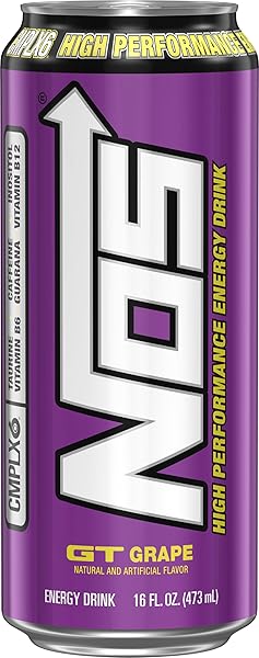 NOS GT GRAPE: HIGH PERFORMANCE ENERGY DRINK. 16 FL OZ (PACK OF 15)