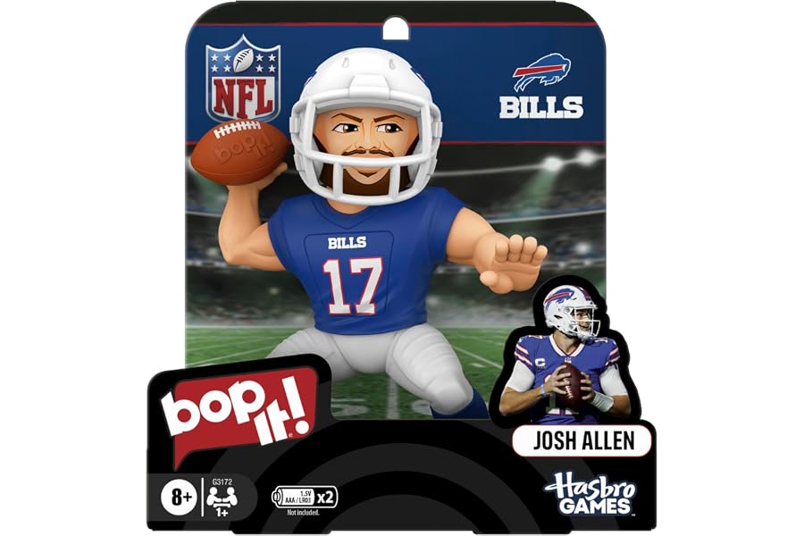 Hasbro Gaming Bop It! Josh Allen Edition Game | Officially Licensed NFL Games for Kids & Teens | Ages 8+ | 1+ Players | Gifts for Football & Bills Fans