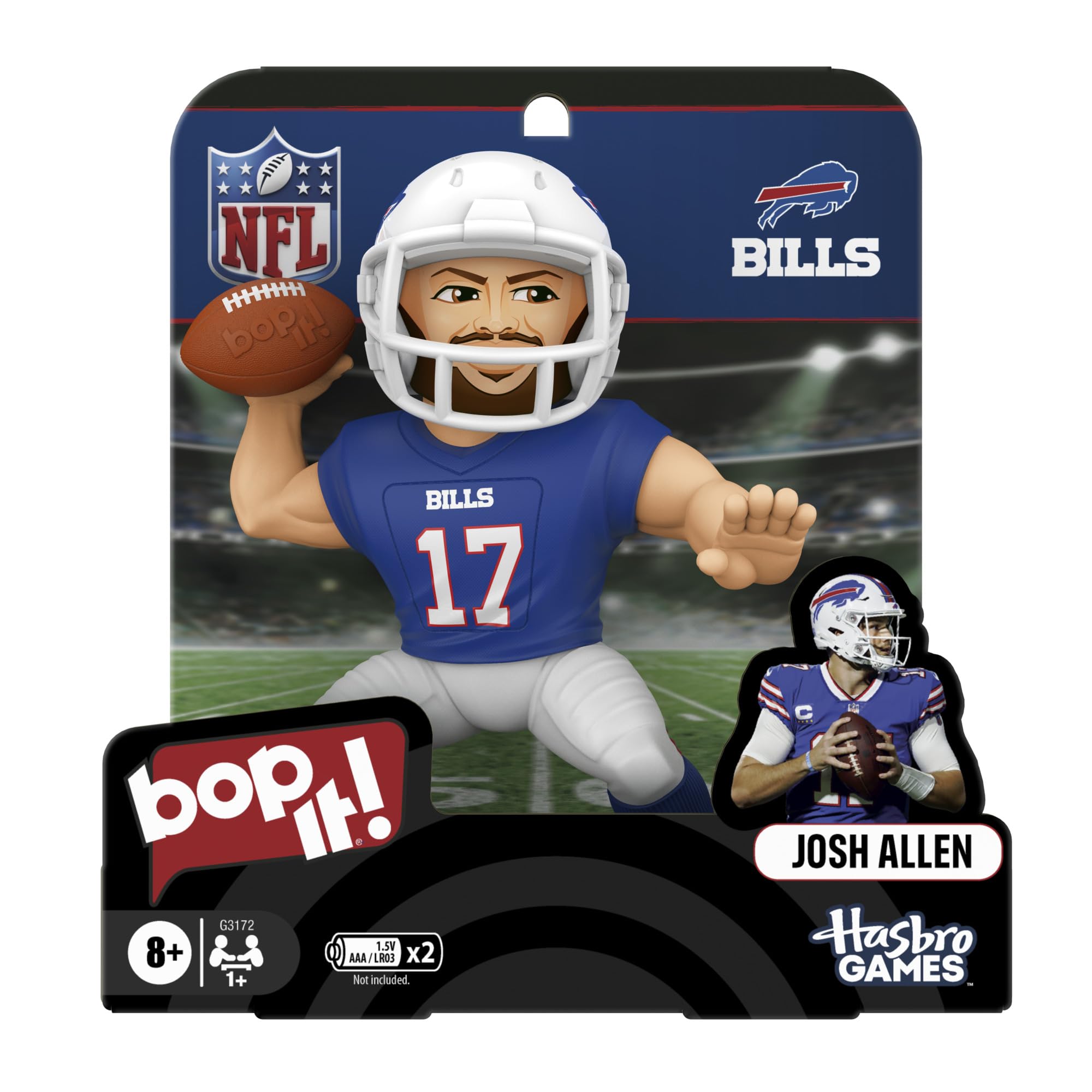 Hasbro Gaming Bop It! Josh Allen Edition Game | Officially Licensed NFL Games for Kids & Teens | Ages 8+ | 1+ Players | Gifts