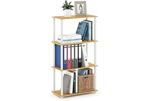 Furinno 99557BE/WH 4-Tier Tube Shelf, Beech and White