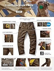 CQR Men's Ripstop Work Pants, Water Resistant