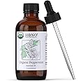 HBNO California Bottled Organic Peppermint Essential Oil (Mentha Piperita) 4 fl oz (120ml) - USDA Certified Organic Peppermint Oil for Hair - Perfect for Aromatherapy, Essential Oil Peppermint