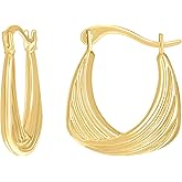 14kt Yellow Gold Womens U-Shaped Fashion Hoop Earrings