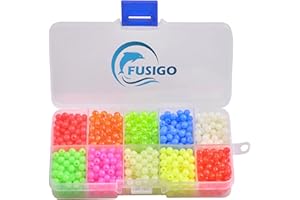 Fishing Beads Assorted Kit, 1000pcs 5mm Round Float Glow Beads Luminous Hard Plastic Fishing Bait Eggs Fishing Tackle for Nig