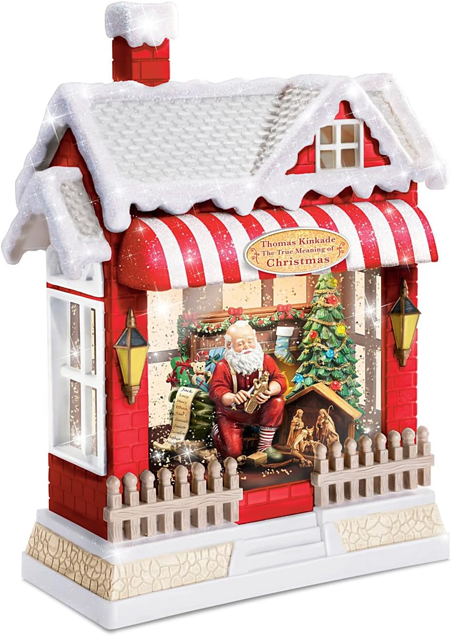 Snow Globes - Thomas Kinkade The True Meaning of Christmas Musical Water Globe Sculpture Featuring Santa's Workshop That Illuminates from Within