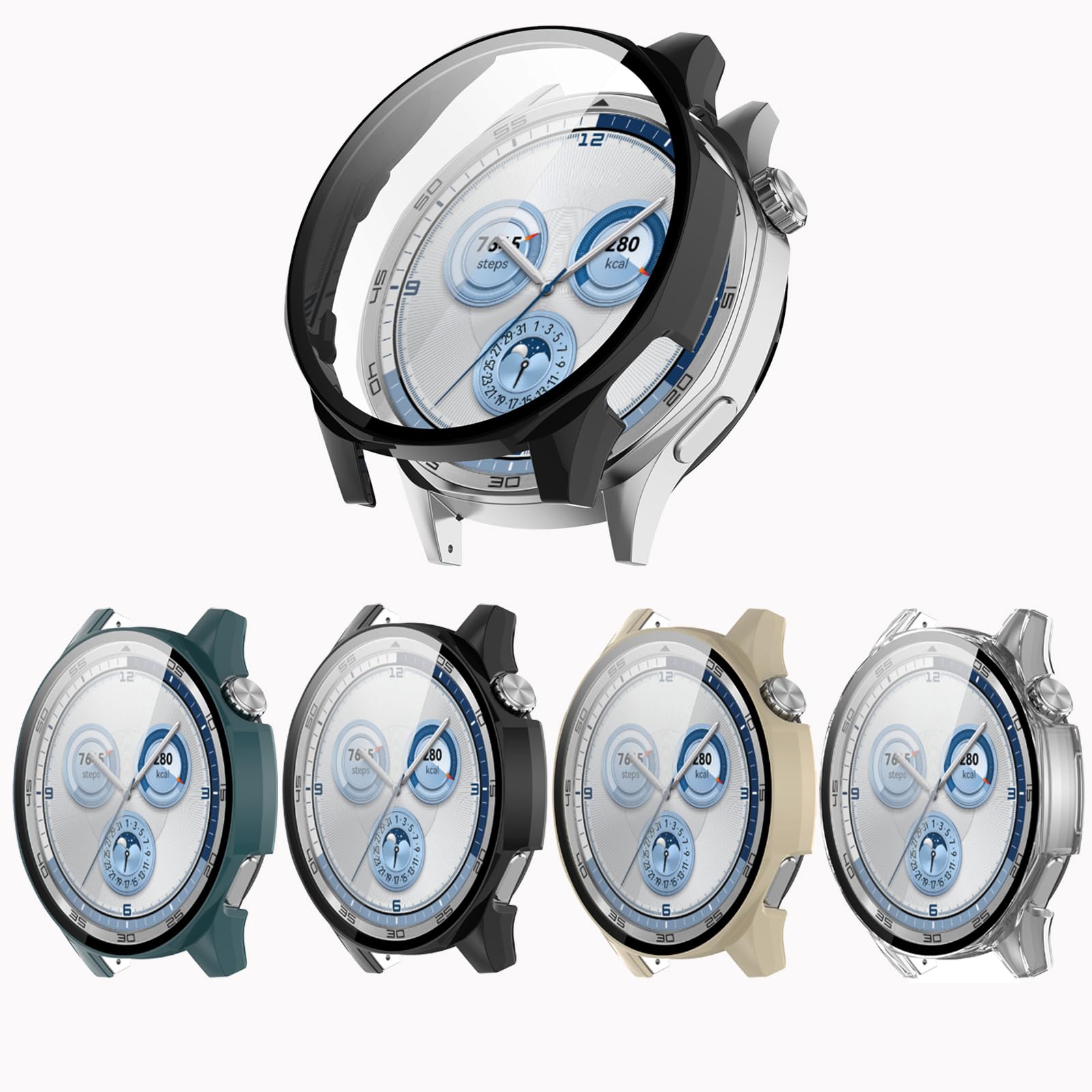 Photo 1 of 4-Pack Screen Protector Case Compatible with Huawei Watch GT5 46mm Smart Watch, QAERRE Ultra-Thin Scratch Resistant Cover with Tempered Glass for Women Men