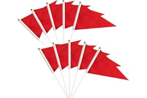 TIBIJOY 50 Pack Red Pennant Small Mini Flags On Sticks,Hand Held Solid Red Pennant DIY Graffiti Flag,Party Events Celebration,School,Grand Opening,Kids Birthday,Sports Clubs,Flower Pot