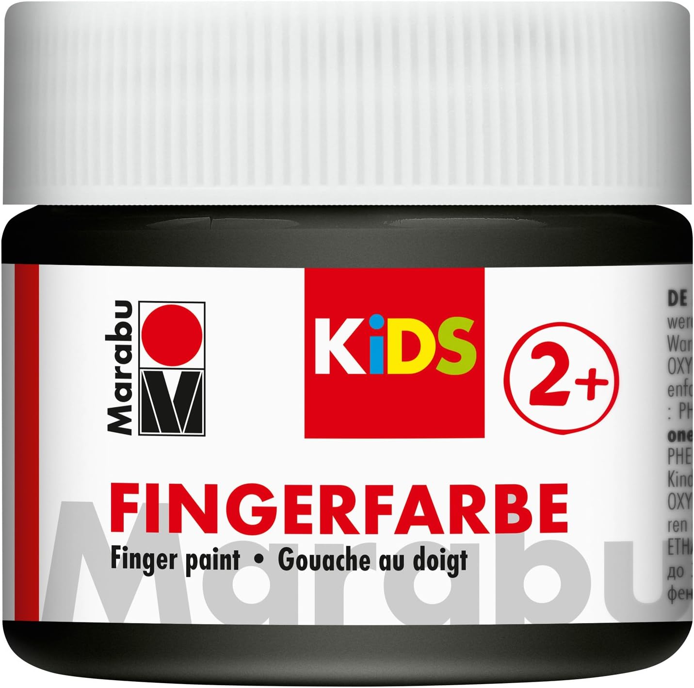 Marabu Kids 03030050073 Finger Paint Black 100 ml Water Based Finger Paint Paraben Vegan Lactose Gluten Suitable for Painting in Nursery School