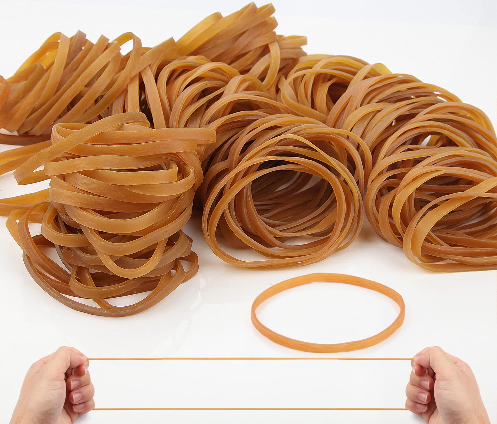 Elastic Bands 280Pcs Rubber Bands 100mm*5mm Heavy Duty Rubber Bands 450g Natural Strong Elastic Bands for Stationary Stretchable Bands for Home School Office Workshop Accessories(Dark Yellow）