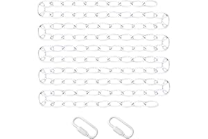 Amadget 4mm Diameter 10 Ft Long Hanging Chain Lighting Fixture Chain with Connection Link Lock (White)