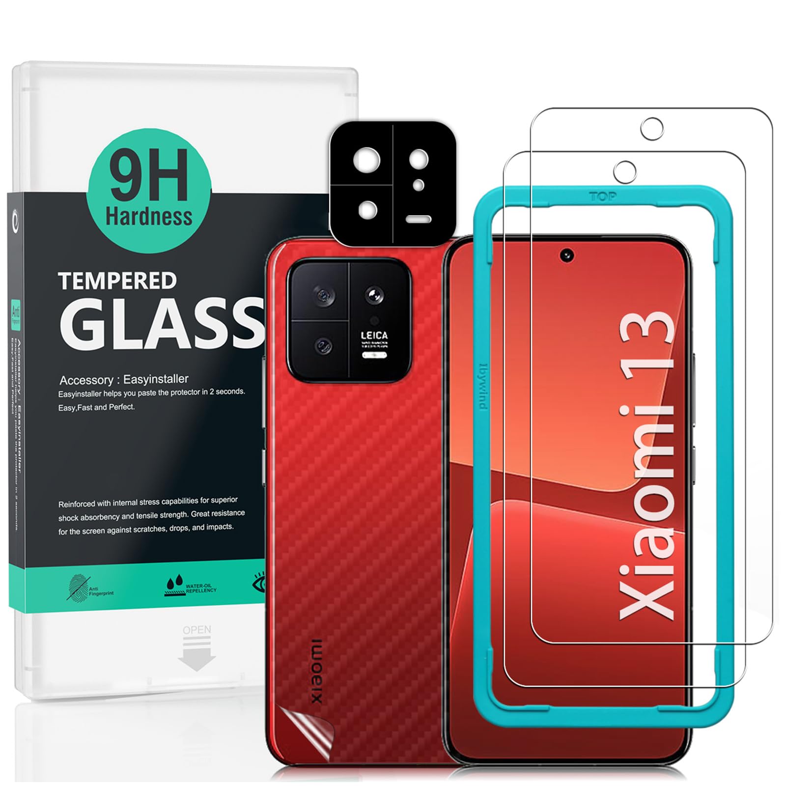Ibywind Screen Protector For Xiaomi 13 5G 6.36"[2 Pack],9H Hardness Tempered Glass,With 1Pc Camera Lens Protector,Easy to Install — image 1
