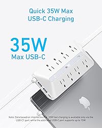 Anker Flat Plug Power Strip, 12-in-1 USB-C Power