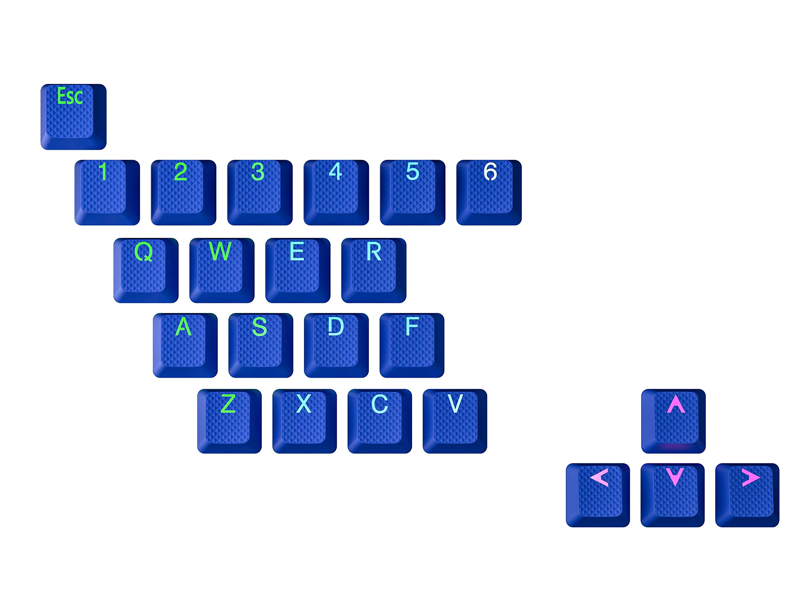 HK Gaming Rubber Keycaps Set | Anti-Slip Texture | Doubleshot Backlit Keycap Set | 23 Keys OEM Profile Key Set | For Mechanical Keyboard | Compatible with Cherry MX, Gateron, Kailh | Dark Blue