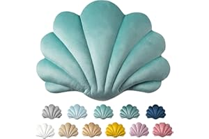 ASHLER HOME DECO Ashler 3D Throw Pillows Shell Shaped Accent Throw Pillow, Soft Velvet Insert Included Cushion for Couch Bed Living Room, Pack of 1, Turquoise, 14 X 11 inches