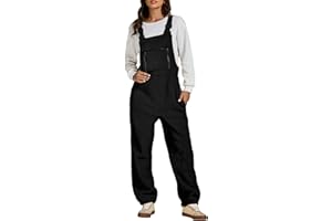 luvamia Sherpa Overalls for Women Baggy Warm Bib Fleece Fuzzy Winter Jumpsuits Adjustable Strap Overall with Zip Pockets