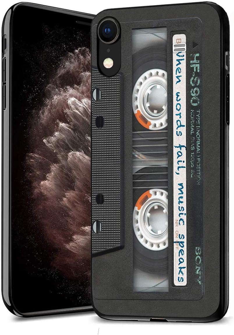 iPhone XR Case, Premium TPU Ultra Thin Flexible Shock Absorbent Silicone Rubber Protective Cover for Apple iPhone XR 6.1 inch - Retro Cassette
