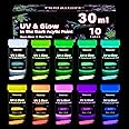 Fantastory Glow in the Dark Acrylic Paint,10 Bright Colors, 30ml/1oz Waterproof Glow in Dark Paint,Indoor Outdoor Halloween Blacklight Paint for Kids,Adults, Rocks,Wood,Crafts [MildColor Series]