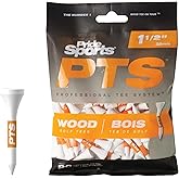 PrideSports PTS Wood Golf Tees | 90 Count, 1-1/2 Inch | #1 Wood Tee on Tour | Best for Irons, Hybrids, &amp; Woods
